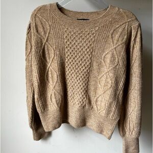 1. State camel knit sweater puff sleeve medium EUC